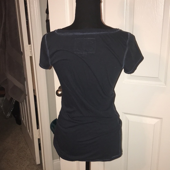 🖤VINTAGE ABERCROMBIE AND FITCH Y2K DARK NAVY HENLEY SHIRT TOP SIZE L🖤 - Picture 8 of 8